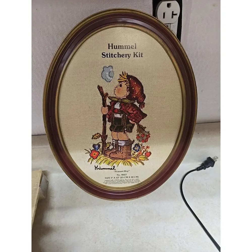Vtg Hummel Stitchery Kit Lot Girl in Apple Tree 8031 Peasant Boy 8037 Frame 9x12